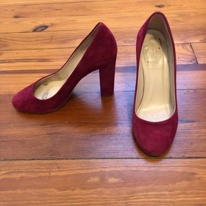 Red J Crew Suede Pumps